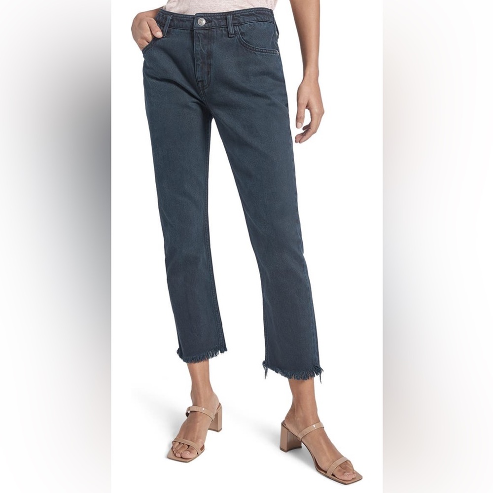 CURRENT/ELLIOTT Truby Frayed Hem Cropped Straight Jeans
